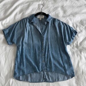 Cloth & Stone Chambray Button Up Shirt Blue Patterned XS Anthropologie